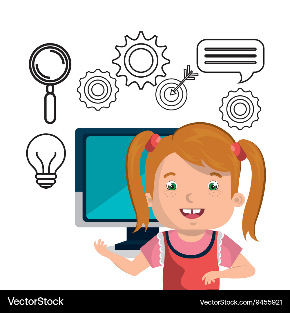 Girl studying online isolated icon design Vector Image
