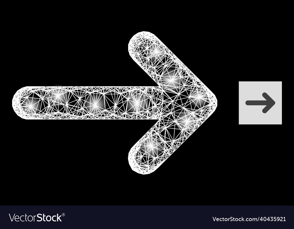 Glowing net mesh right arrow with glare spots vector image Glowing net mesh right arrow with glare spots