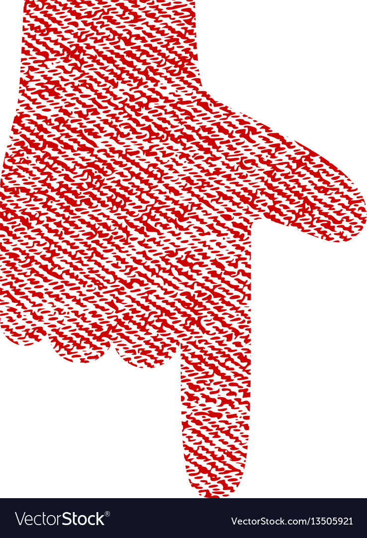 Hand pointer down fabric textured icon vector image Hand pointer down fabric textured icon