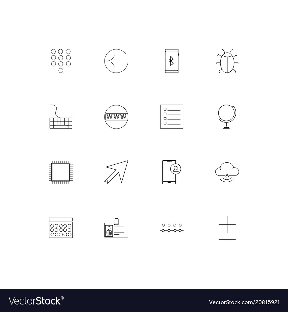 Internet technologies linear thin icons set