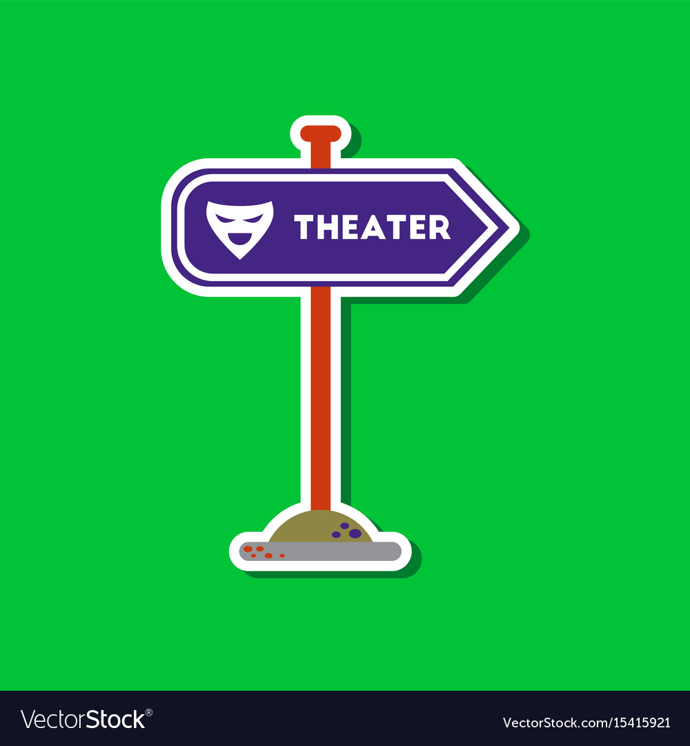 Paper sticker on stylish background theater sign