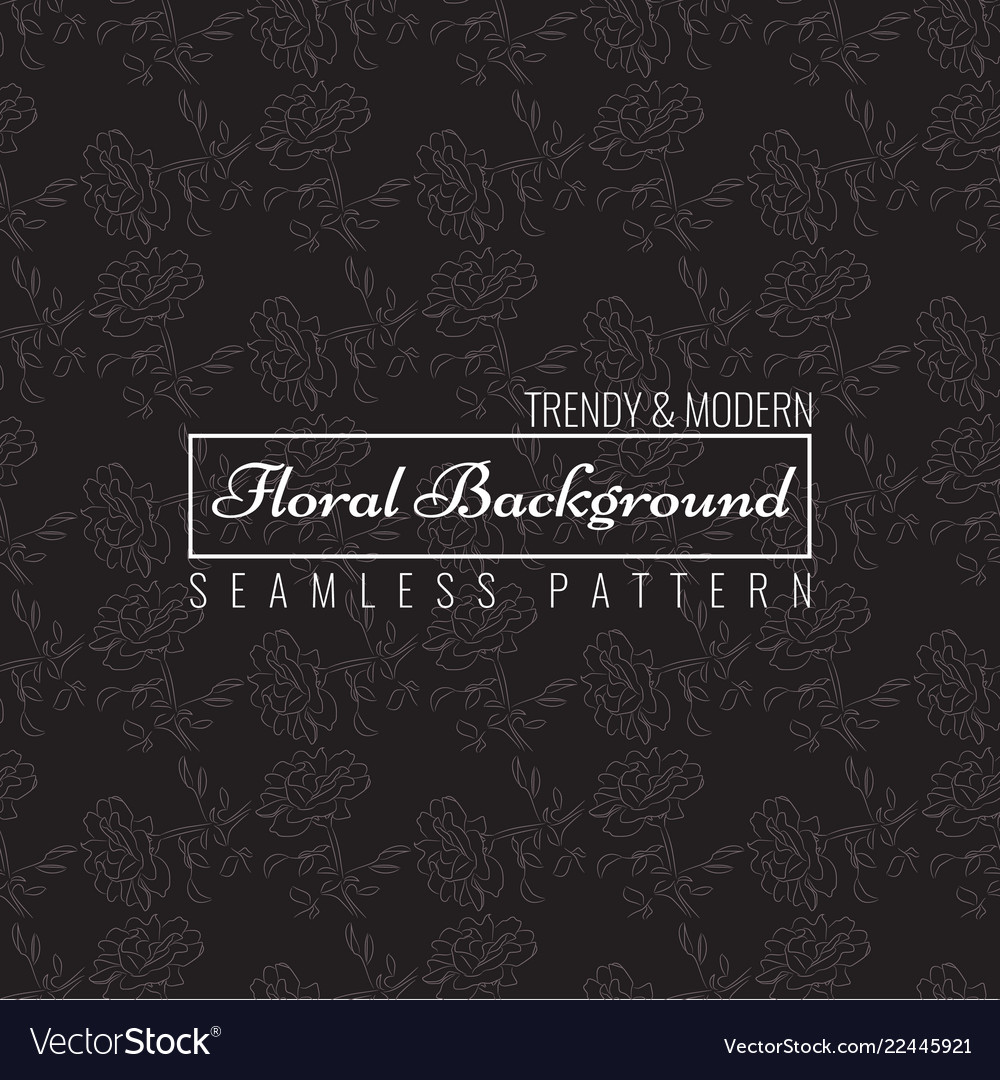 Rose seamless pattern with sketch style line art