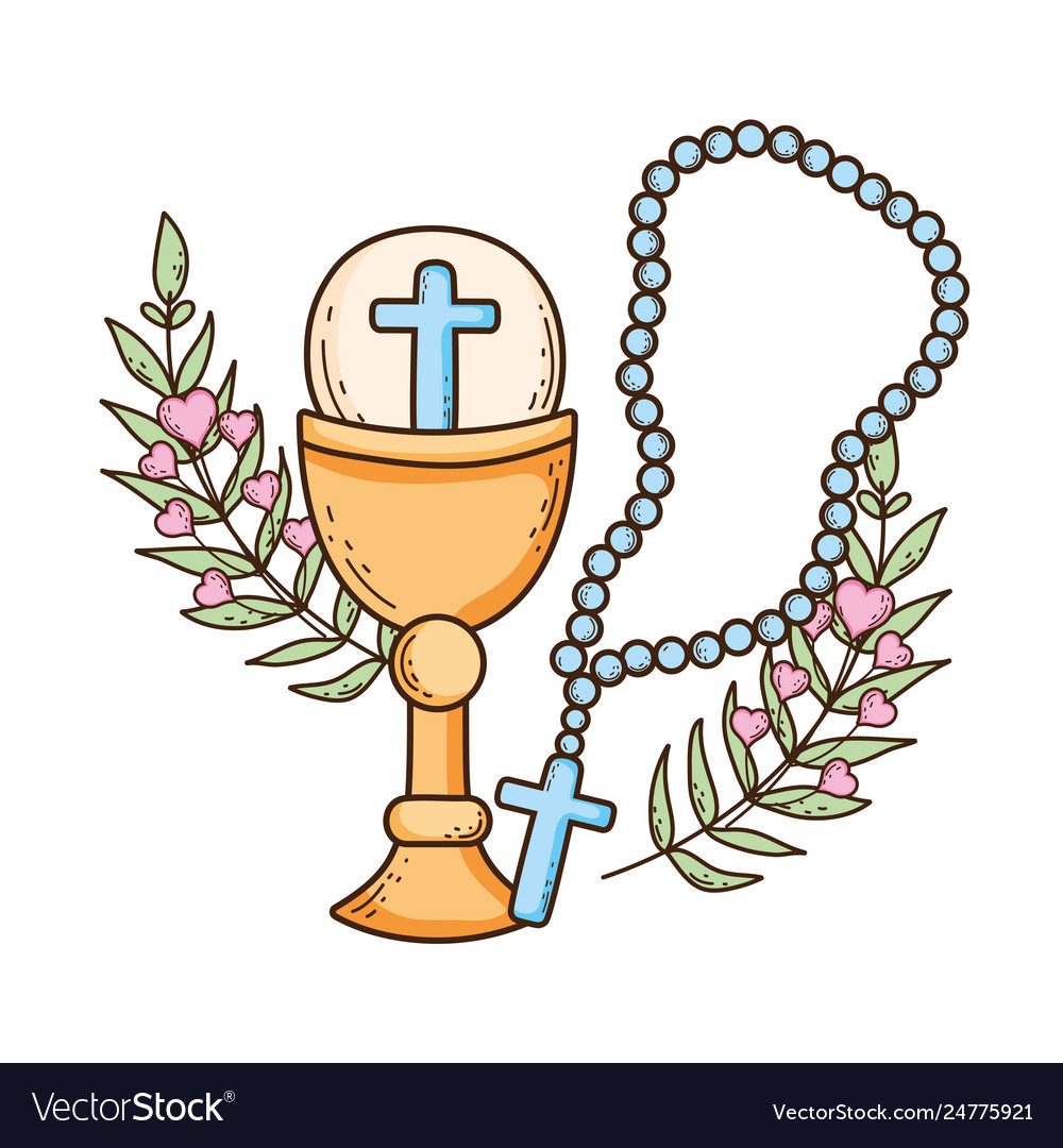 Sacred chalice with rosary Royalty Free Vector Image