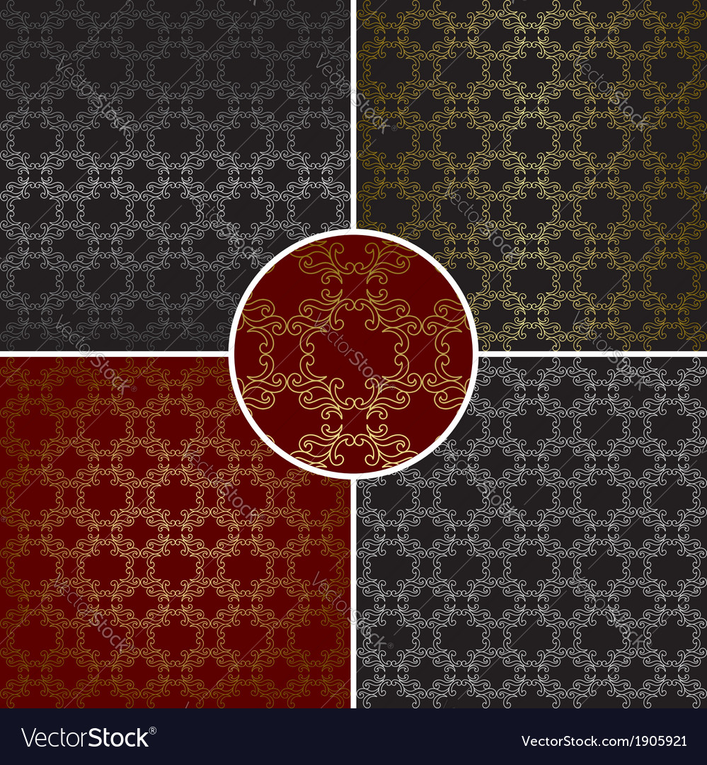 Seamless patterns with curved golden elements