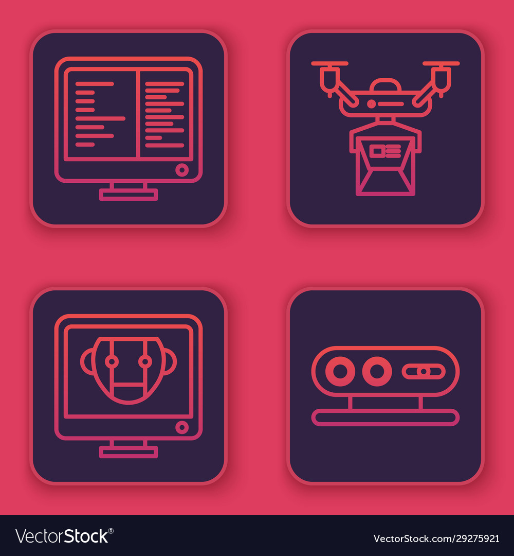 Set line computer monitor screen bot drone vector image Set line computer monitor screen bot drone