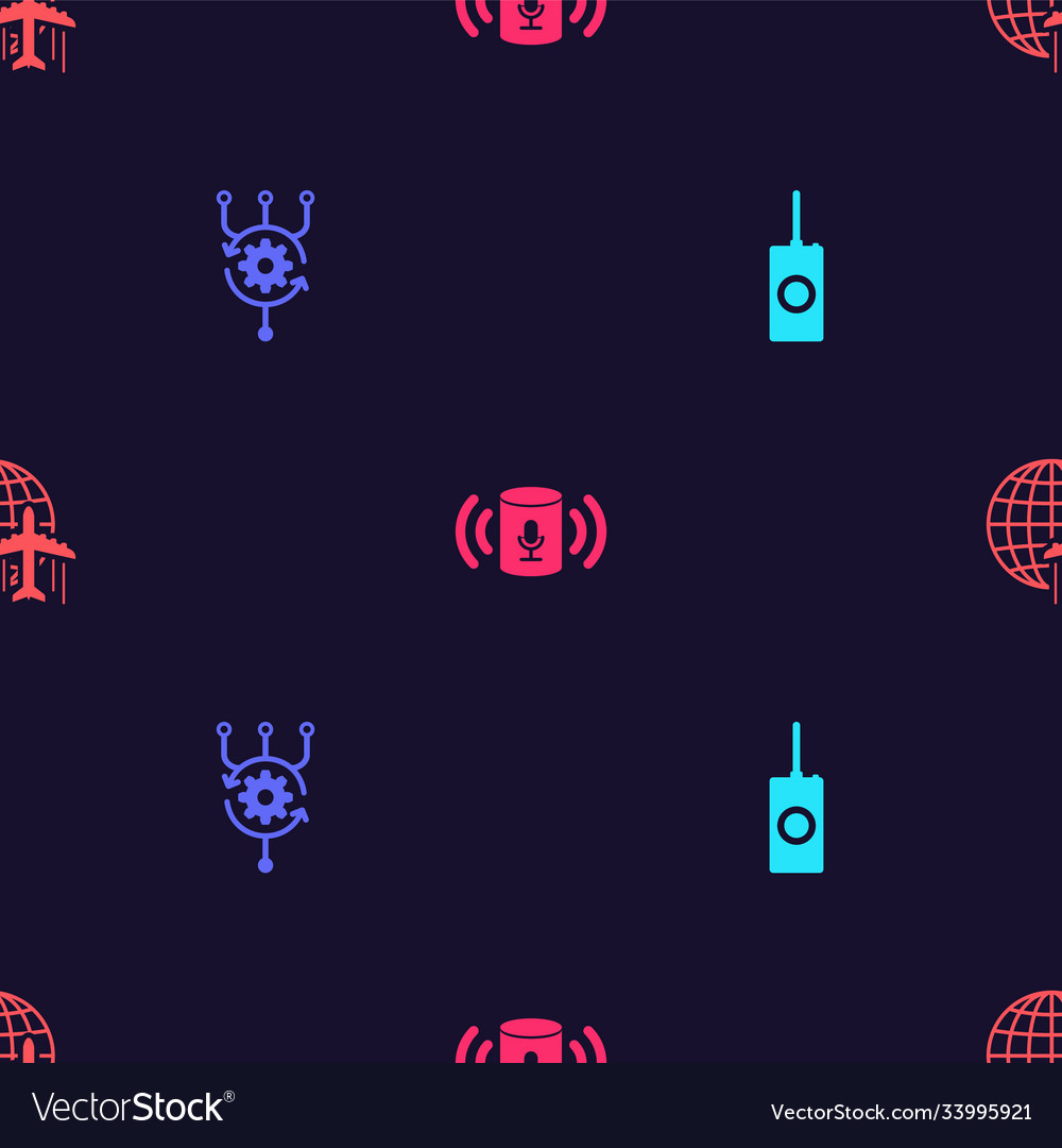 Set remote control algorithm voice assistant vector image Set remote control algorithm voice assistant