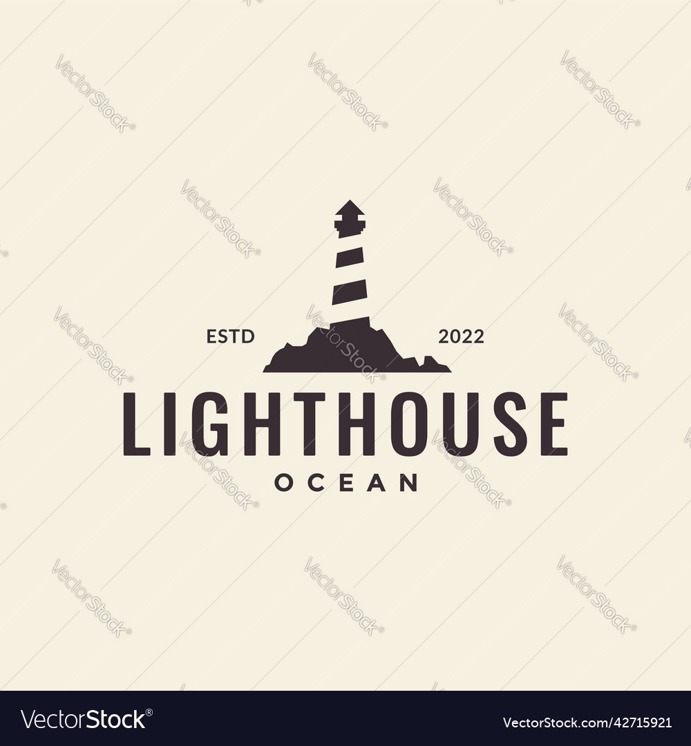 Simple hipster lighthouse logo design graphic
