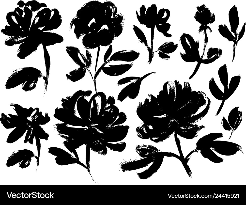 Spring flowers hand drawn set Royalty Free Vector Image