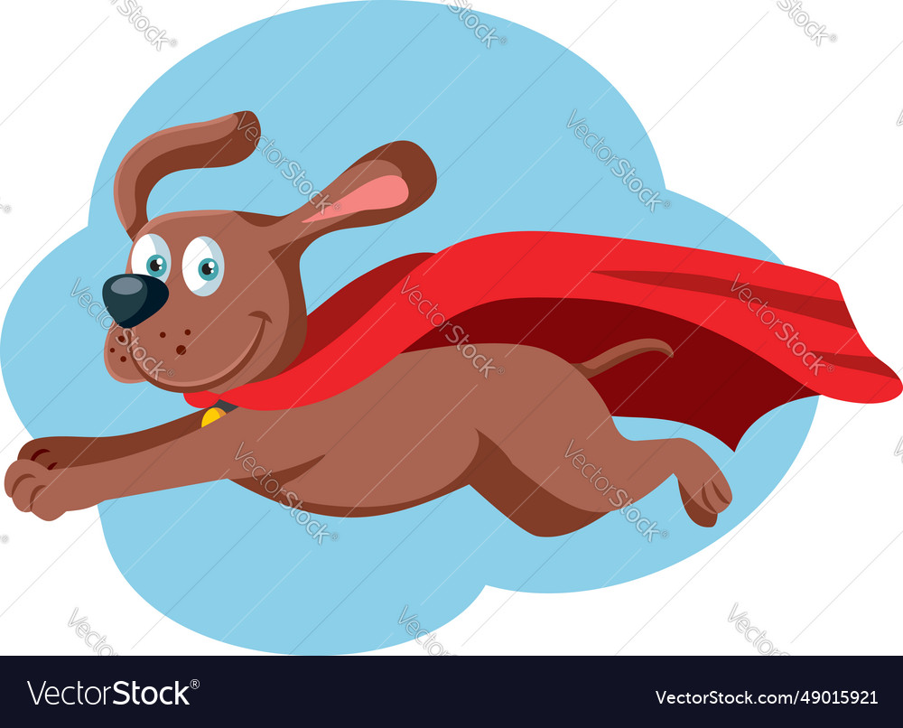 Superhero dog flying in the sky mascot character