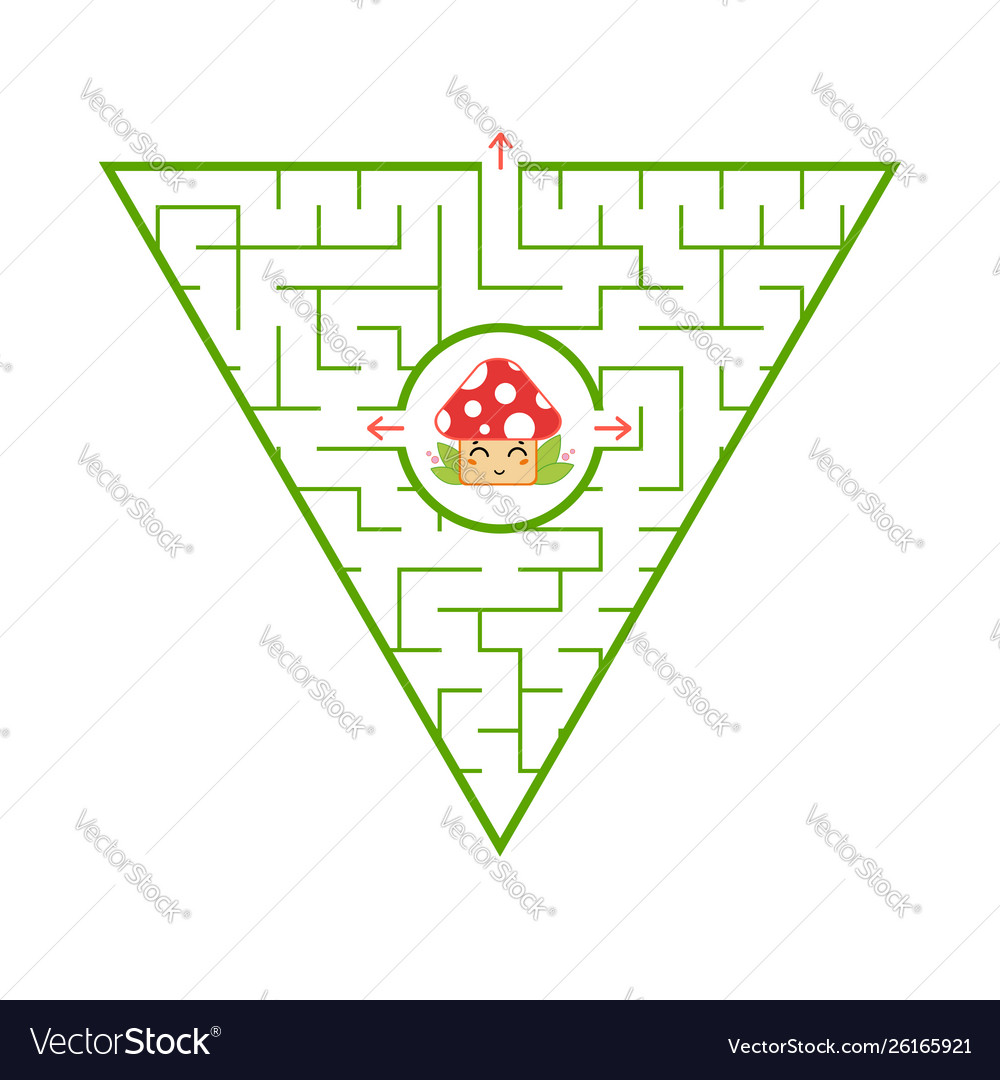 Triangular green labyrinth find right way out vector image Triangular green labyrinth find right way out