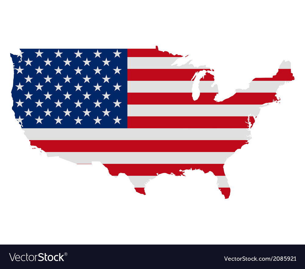 United States Map with Flag