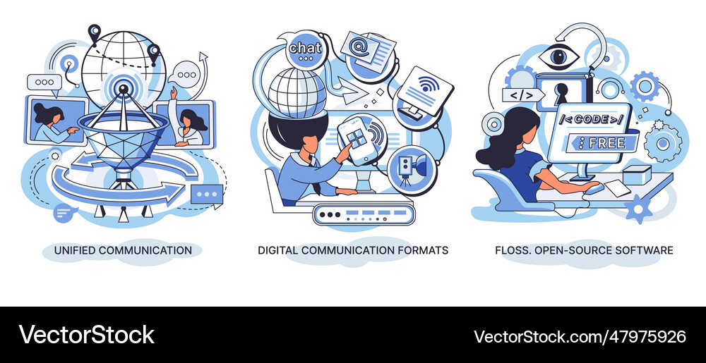 Digital content with online data floss open Vector Image