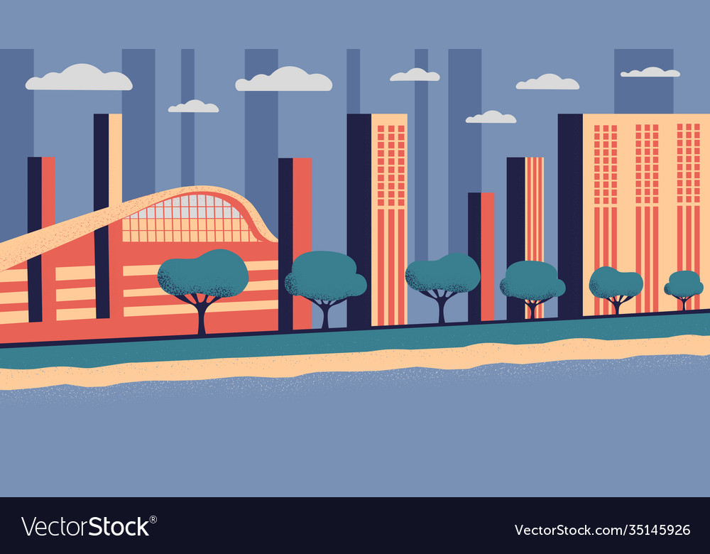 Industrial and city with buildings and