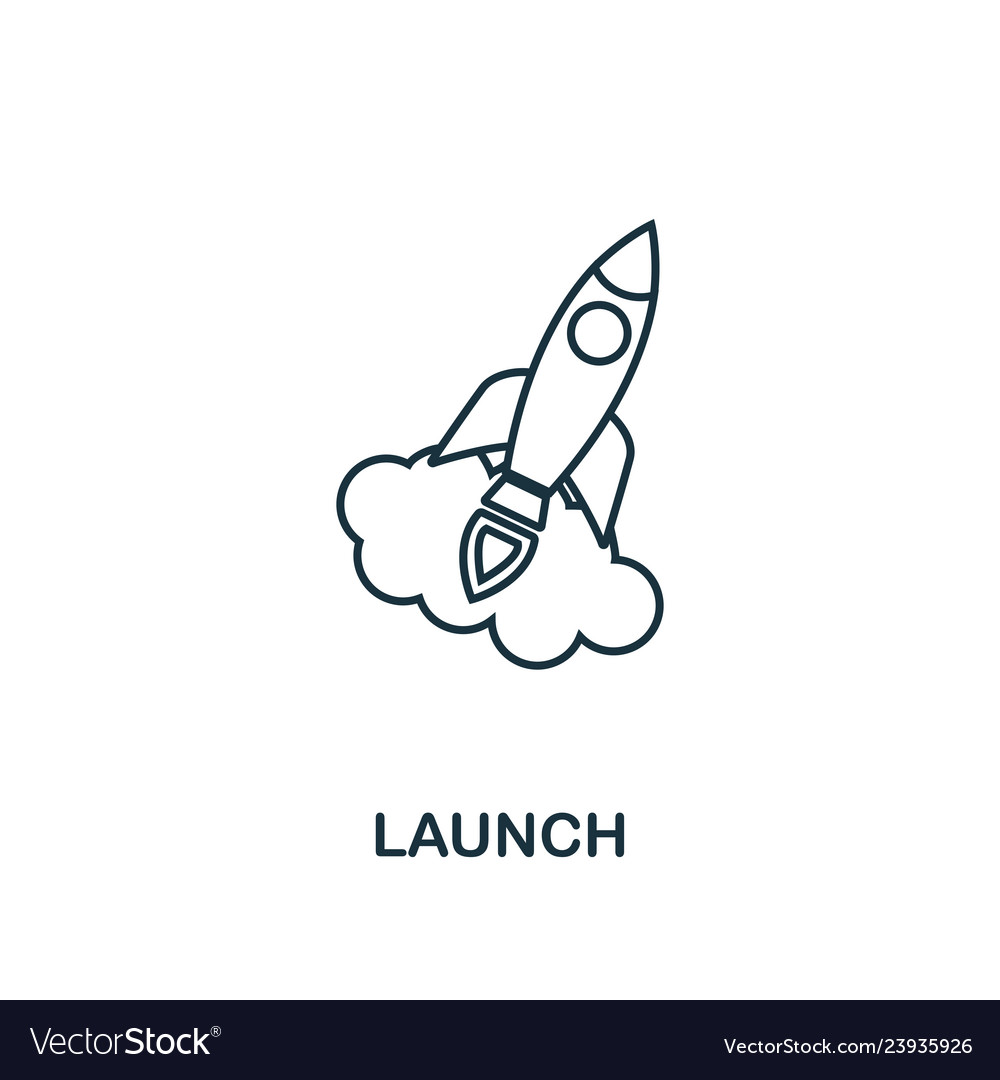 Launch outline icon thin line element from vector image Launch outline icon thin line element from