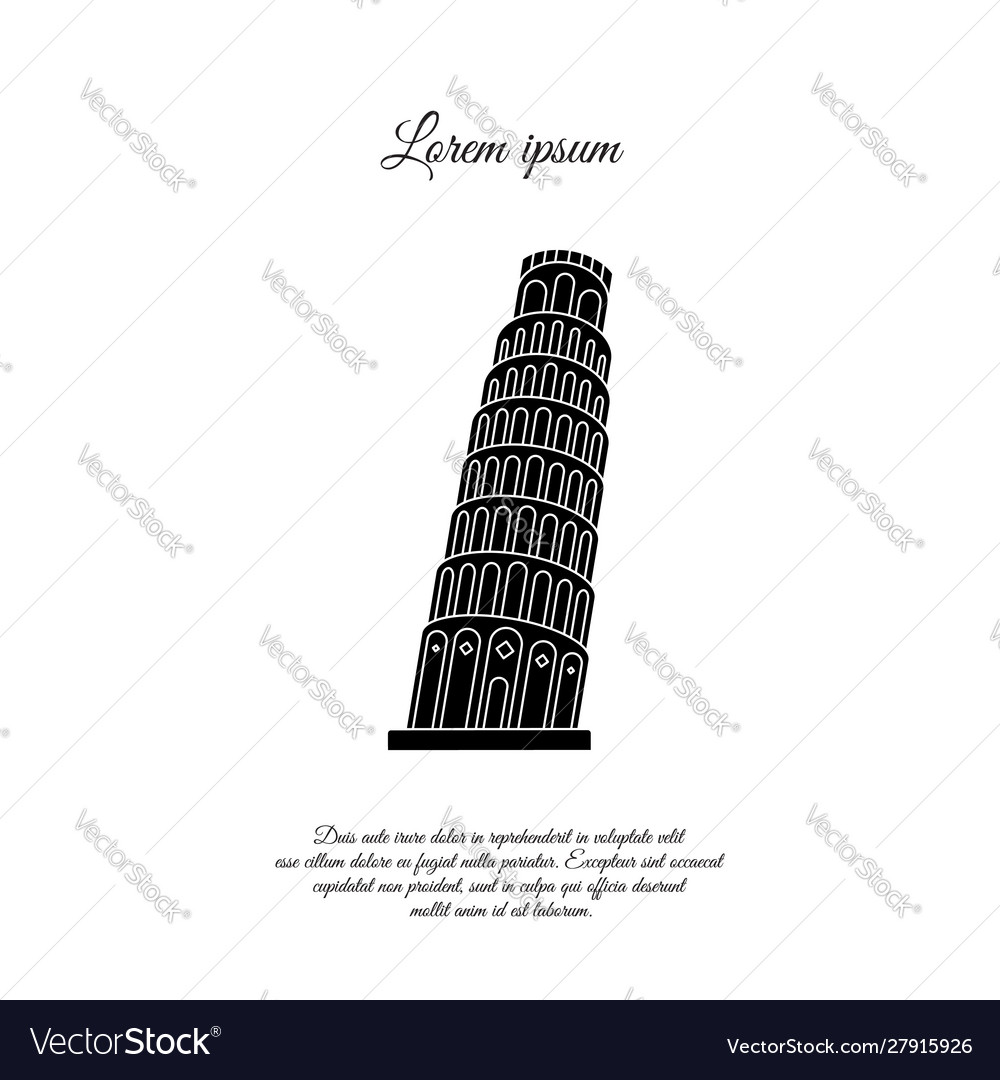 Leaning tower pisa icon sign symbol