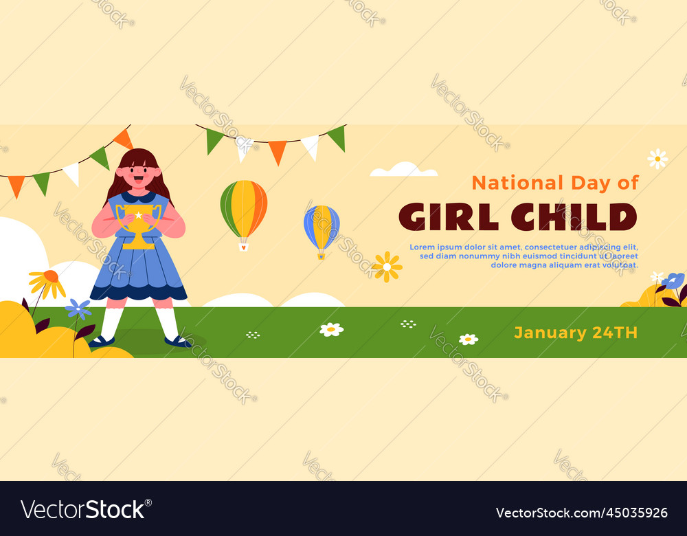 National girl child day horizontal banner