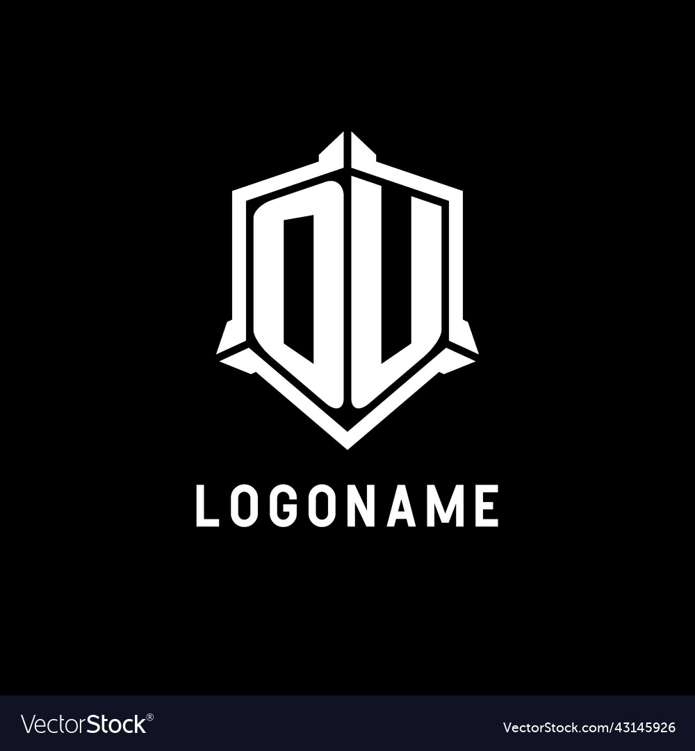 Ou logo initial with shield shape design style