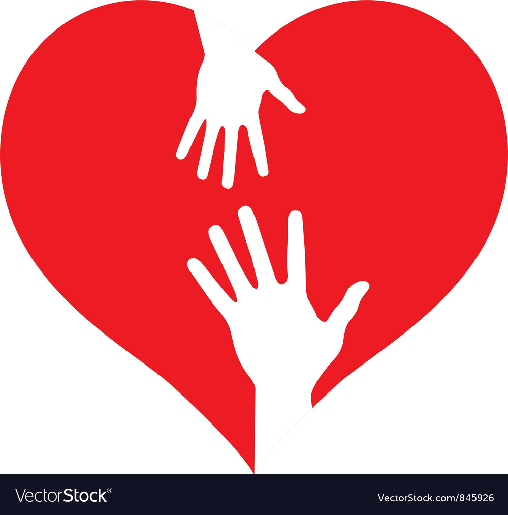 Parent and baby hands on heart Royalty Free Vector Image