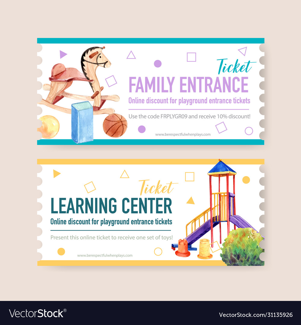 Playground ticket design with rocking horse Vector Image