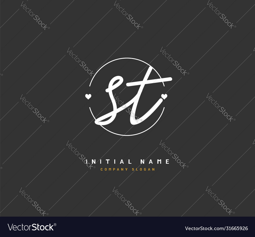 S t st beauty initial logo handwriting