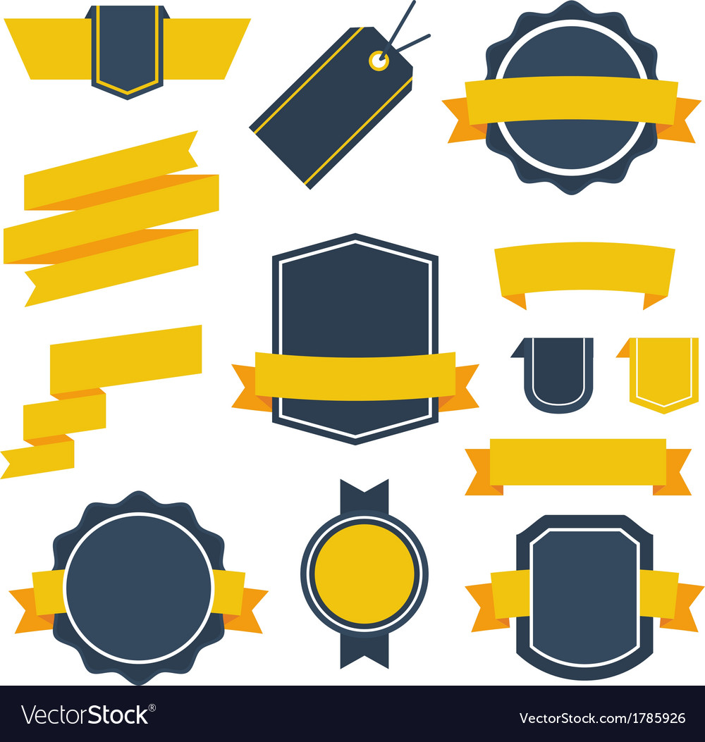 Stickers and badges set 2 flat style Royalty Free Vector