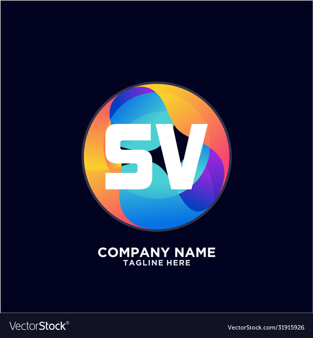 Sv initial logo with colorful circle template