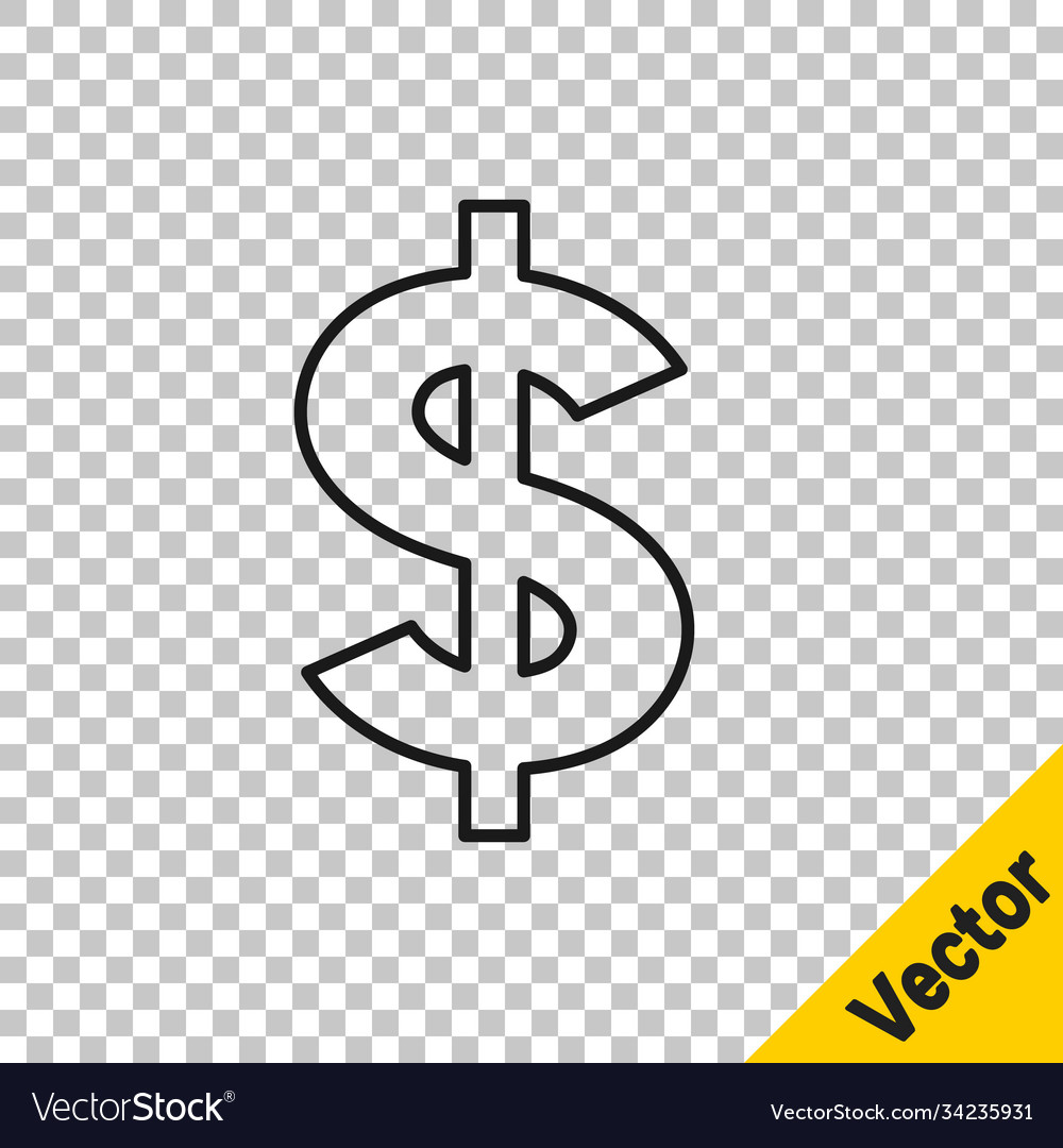 Black line dollar symbol icon isolated