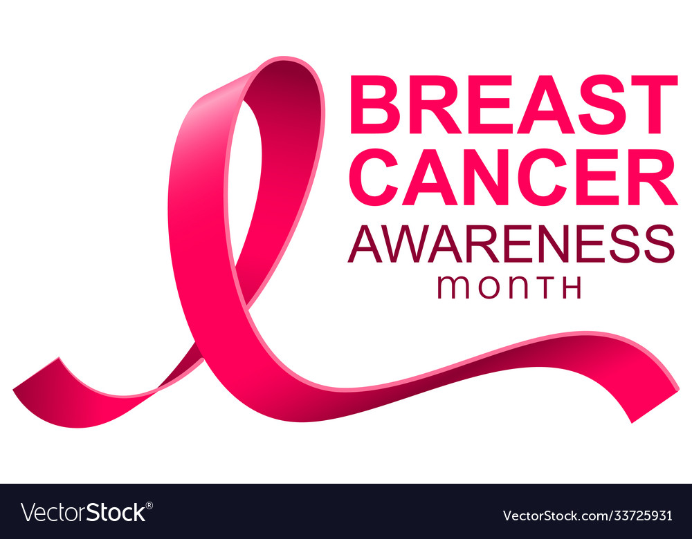 Brustkrebs Bewusstsein Monat rosa Band Text vector image Brustkrebs Bewusstsein Monat rosa Band Text
