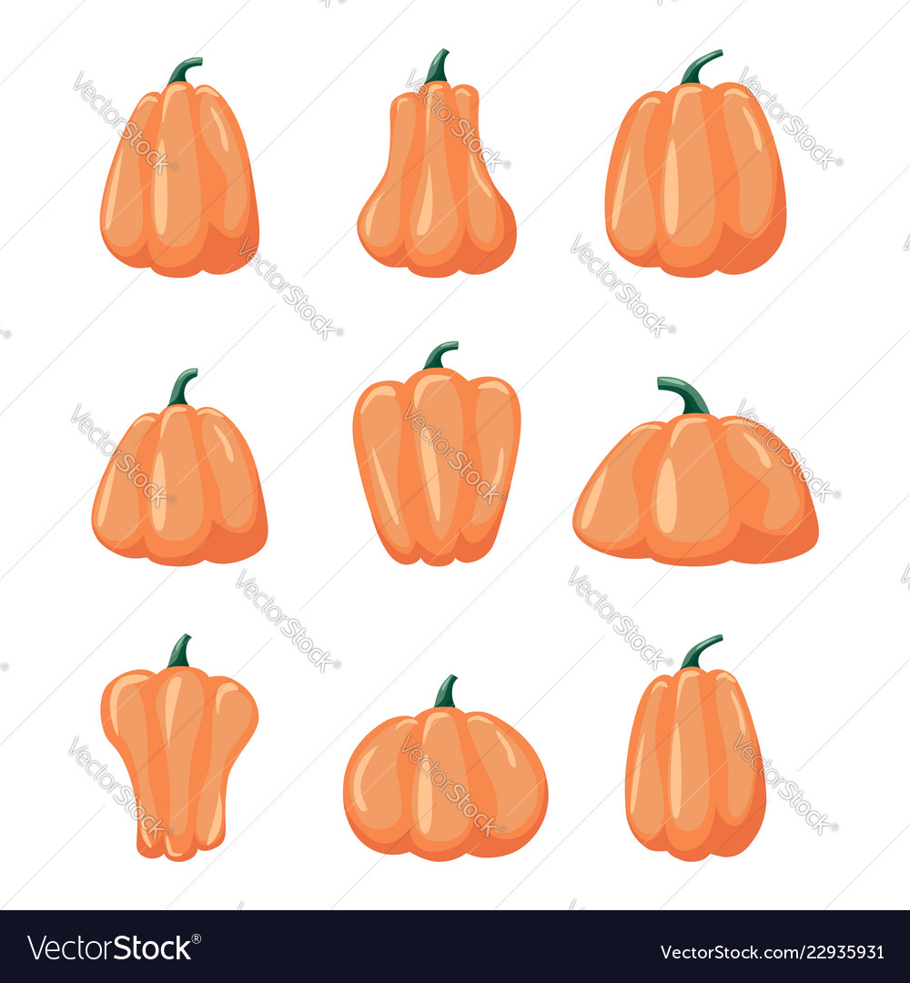 Cartoon halloween pumpkin set