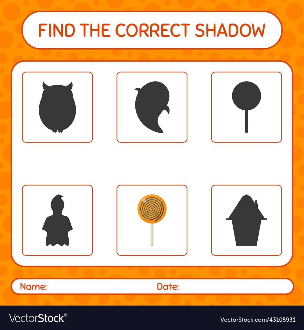 Find the correct shadows game with lollipop vector image Find the correct shadows game with lollipop