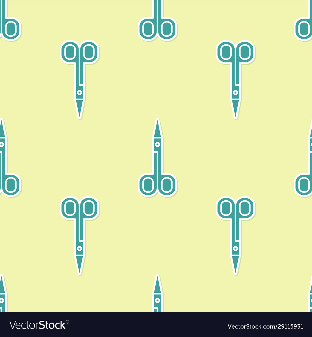 Green scissors icon isolated seamless pattern