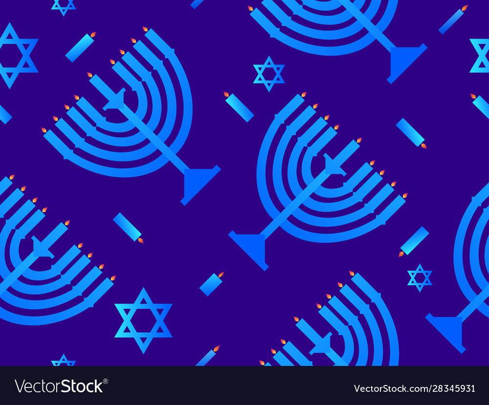 Hanukkah seamless pattern menorah with nine