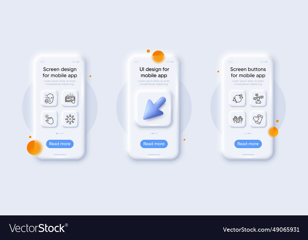 Heart cursor and conversation messages line icons