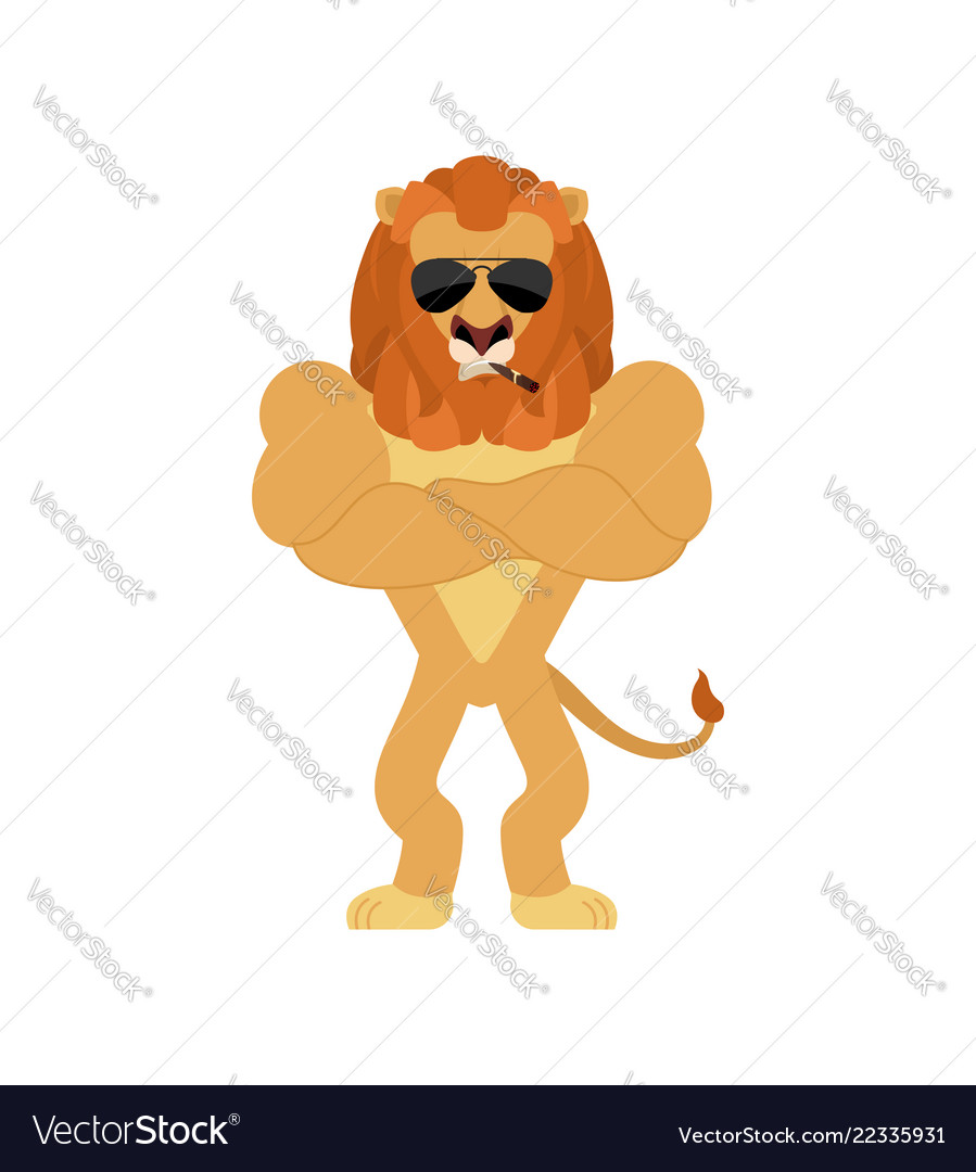 Lion strong cool serious wild animal smoking