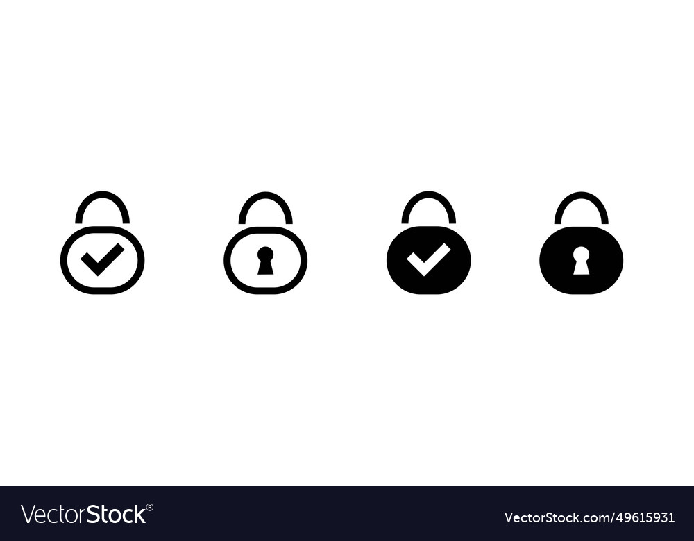 Lock minimalistic line and solid icon vector image Lock minimalistic line and solid icon