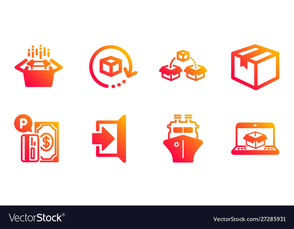 Parcel exit and return package icons set Vector Image Parcel exit and return package icons set