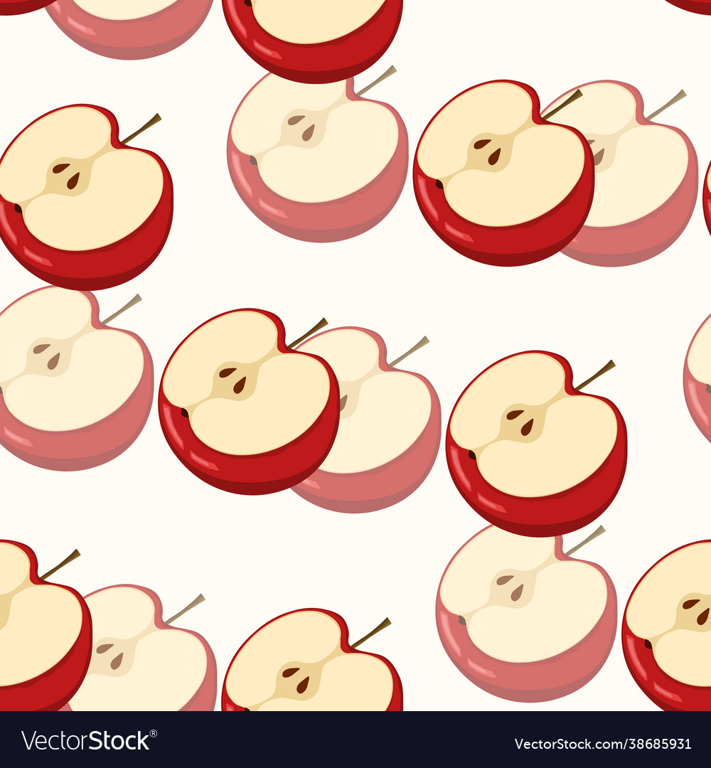 Seamless pattern with apple on white background Vector Image