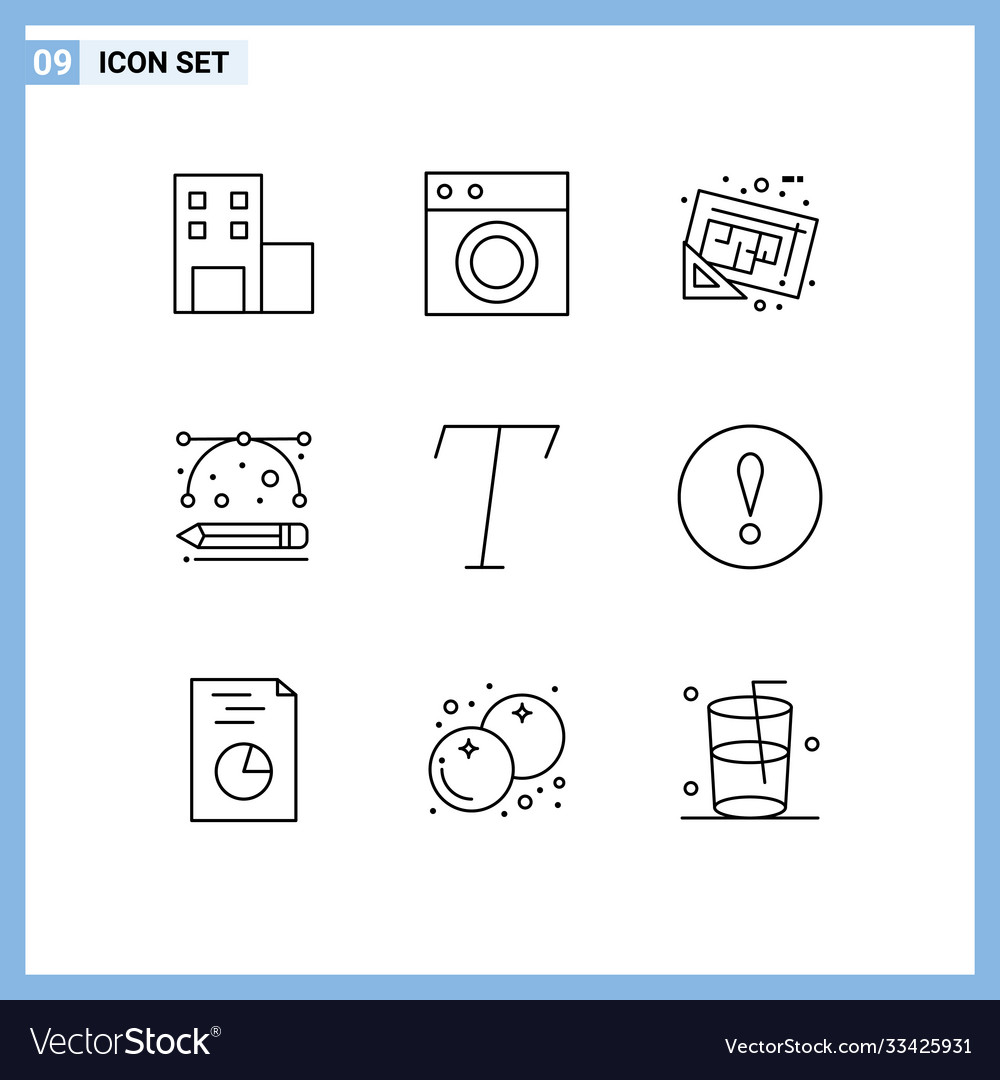 Set 9 outlines on grid for font development