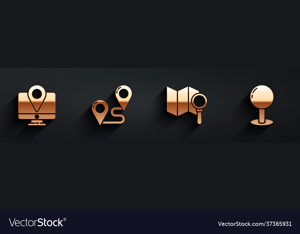 Set monitor with location marker route vector image Set monitor with location marker route