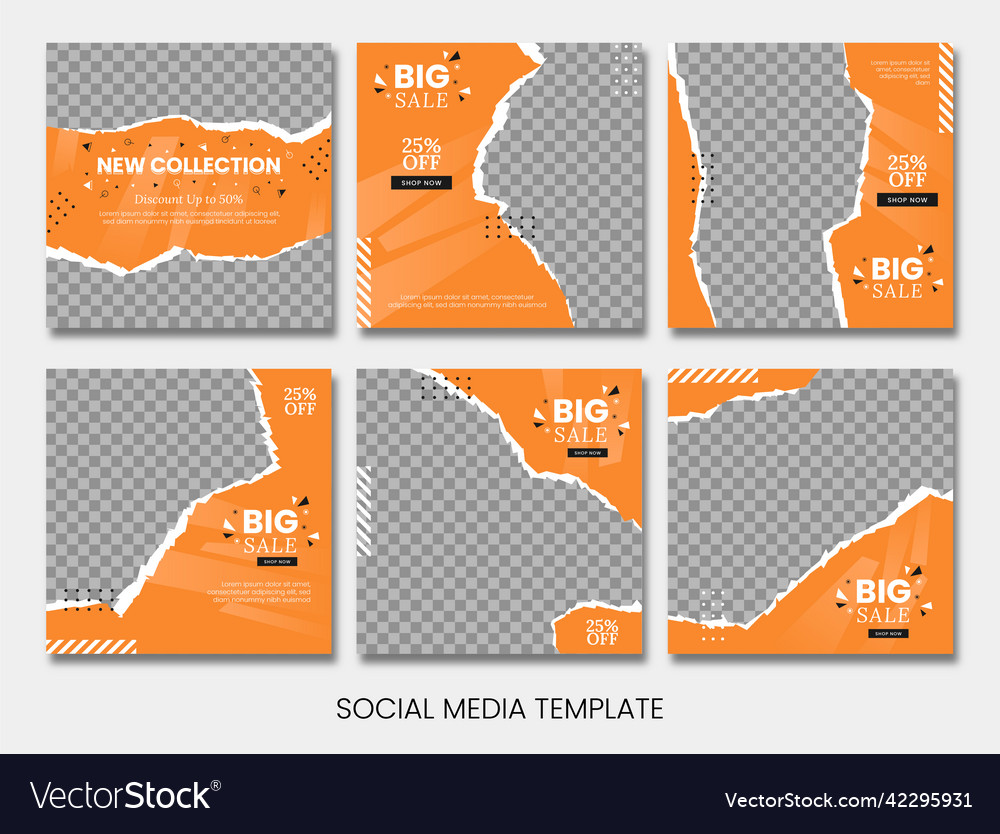 Social media post template ripped paper style