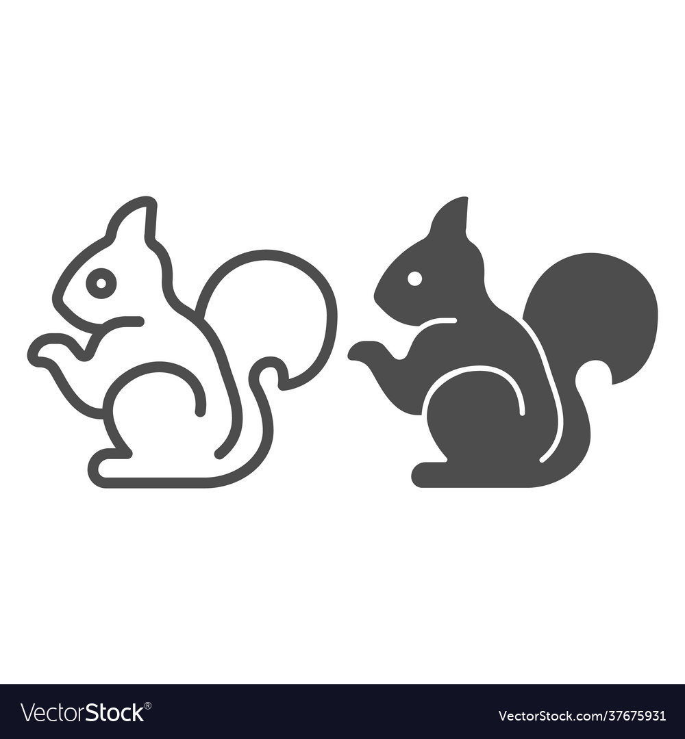 Squirrel line and solid icon worldwildlife