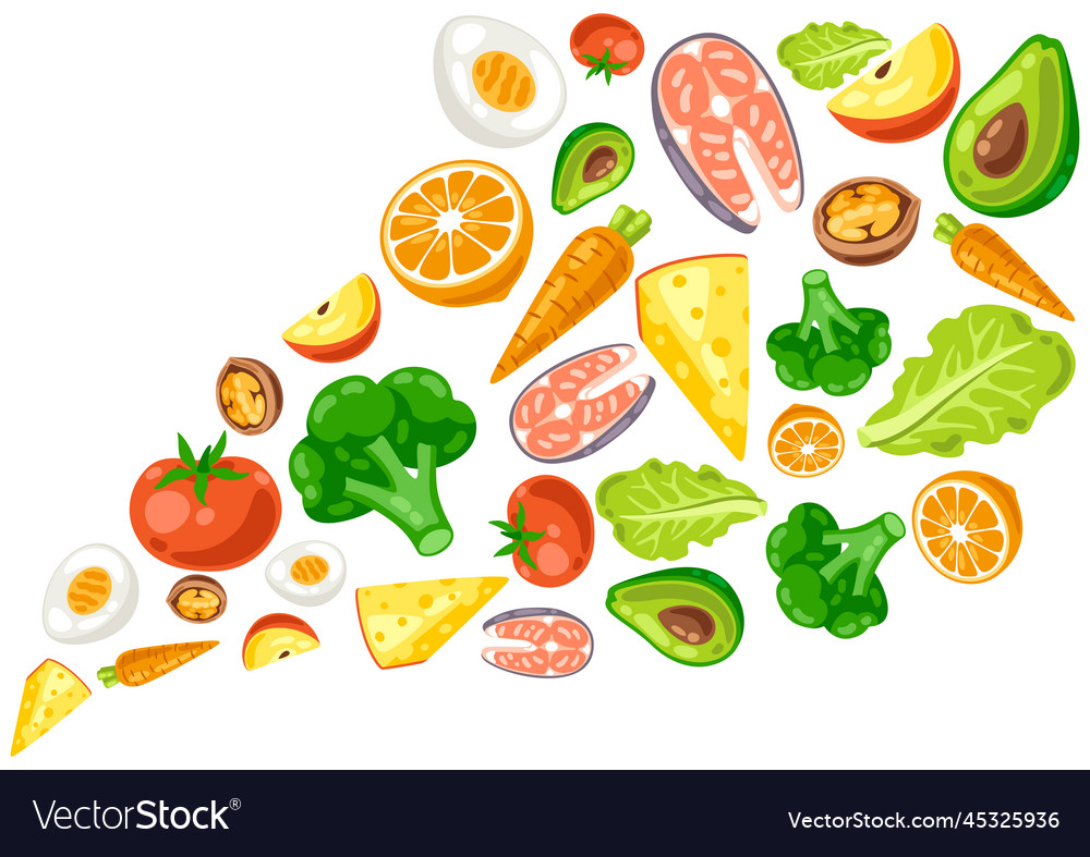 Background with healthy eating and diet meal Vector Image