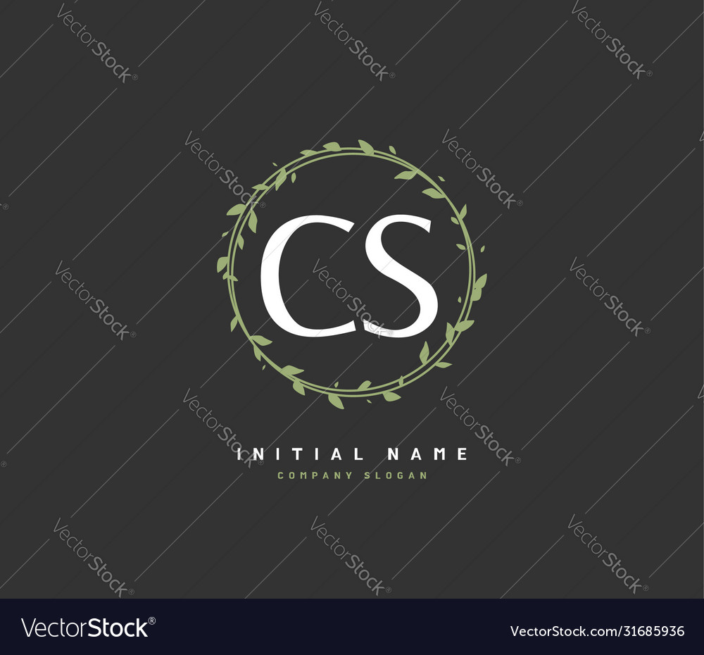 C s cs beauty initial logo handwriting