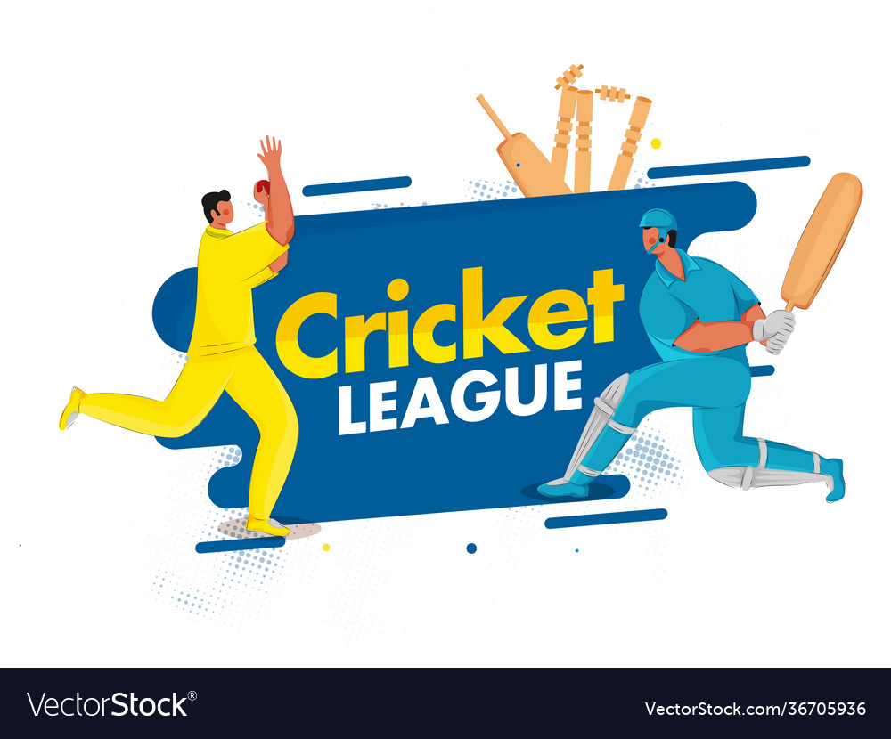 Cartoon batsman and bowler character in playing Vector Image Cartoon batsman and bowler character in playing