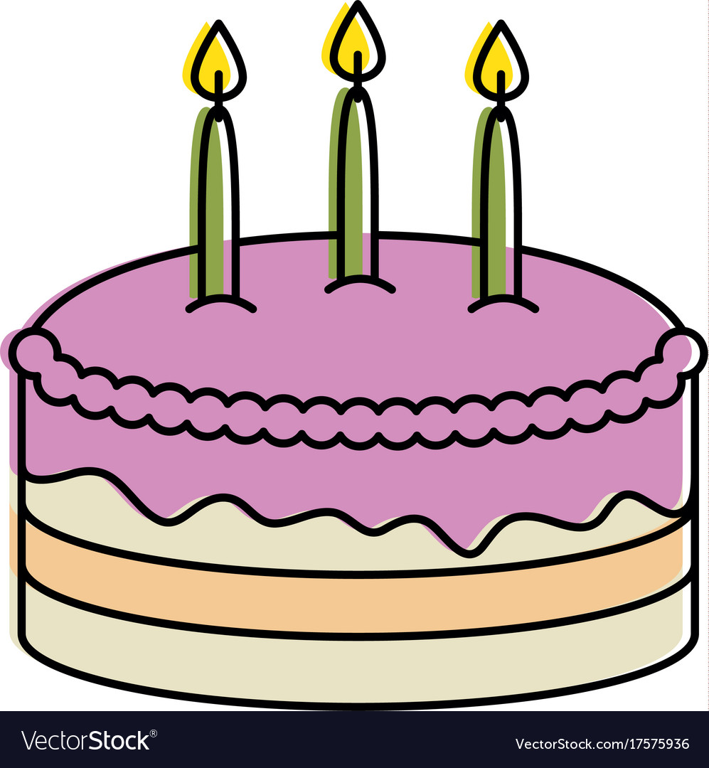 Delicious cake with candle Royalty Free Vector Image