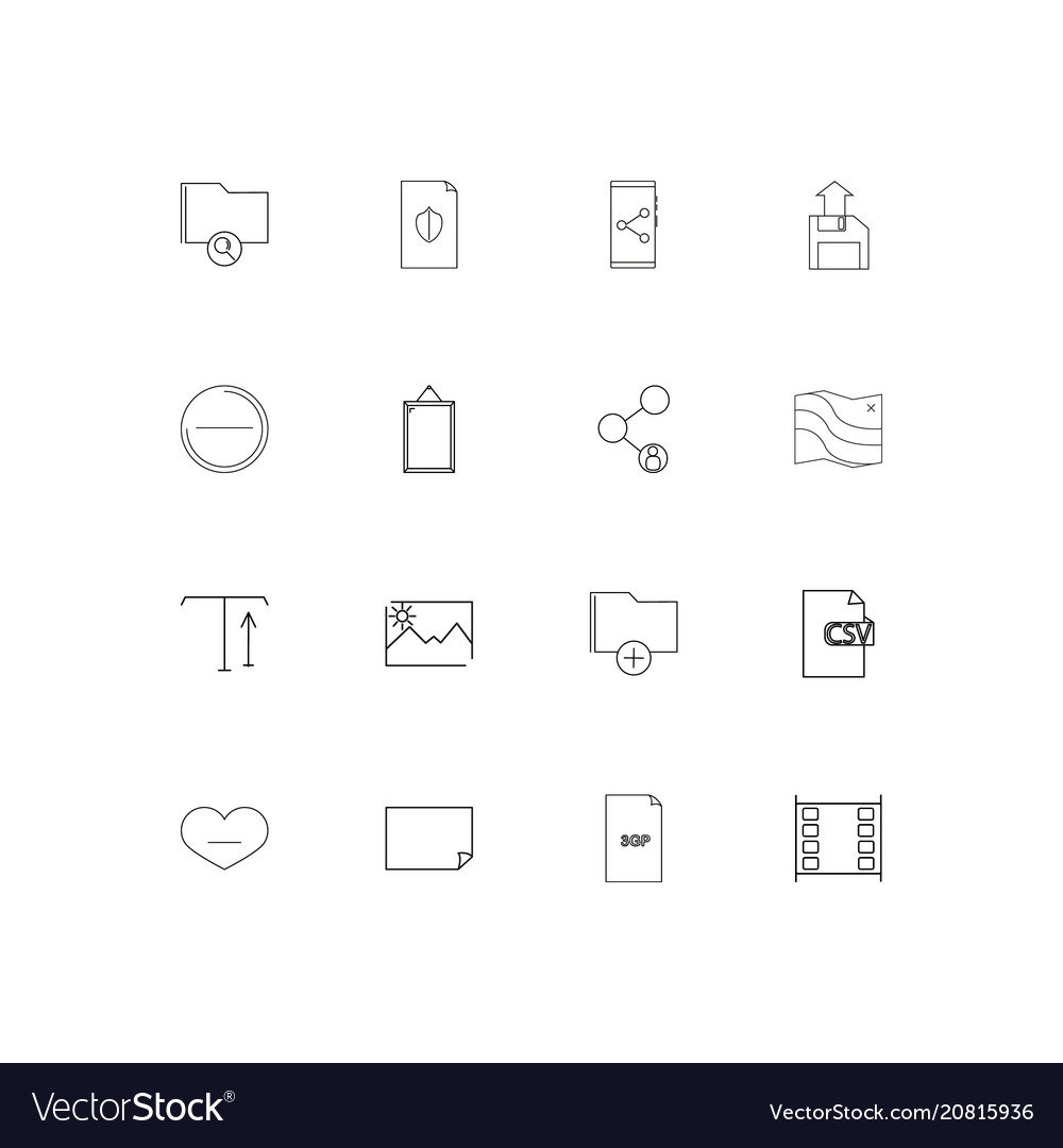 Files and folders sign linear thin icons set