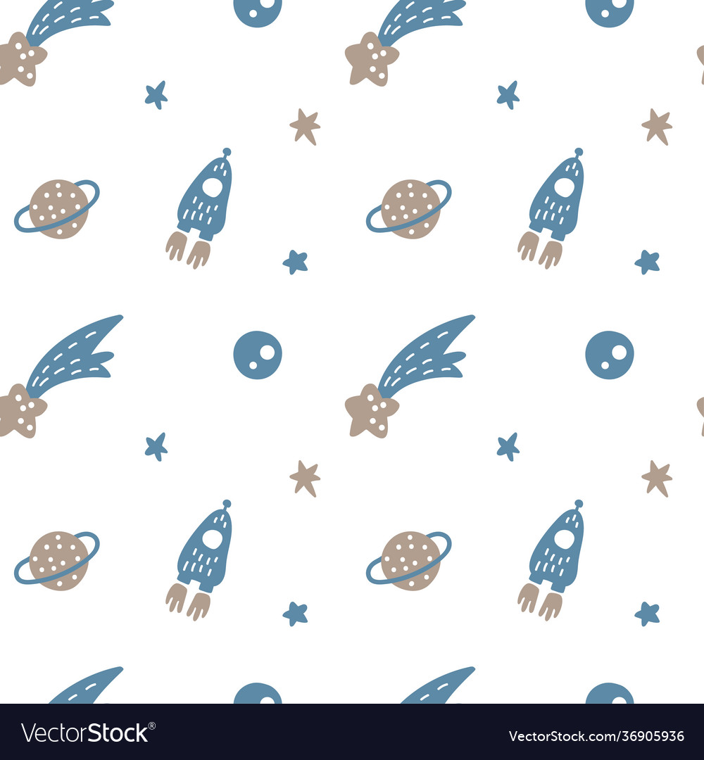 Flat space seamless pattern background vector image Flat space seamless pattern background