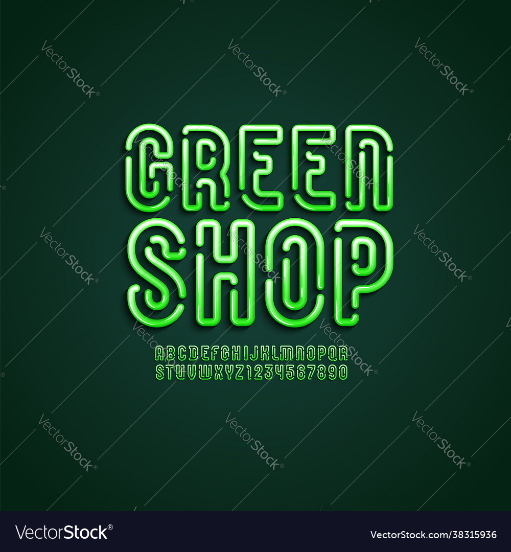 Font in 3d style green alphabet