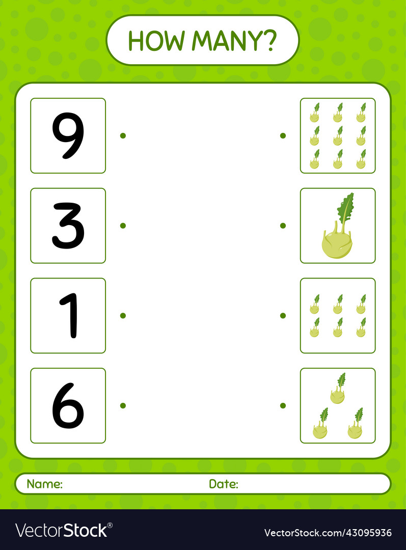 How many counting game with kohlrabi worksheet