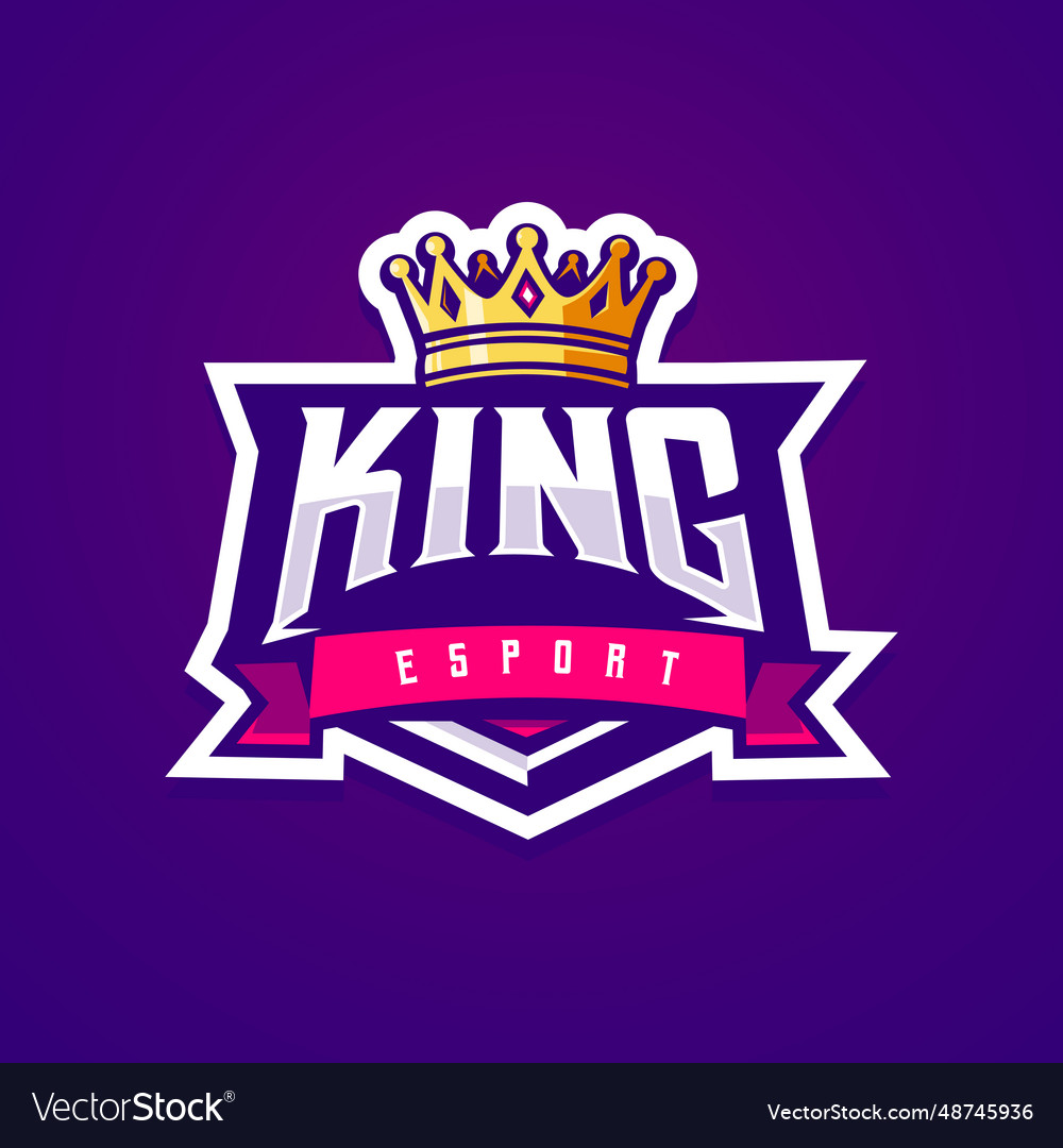 King crown esport logo Royalty Free Vector Image